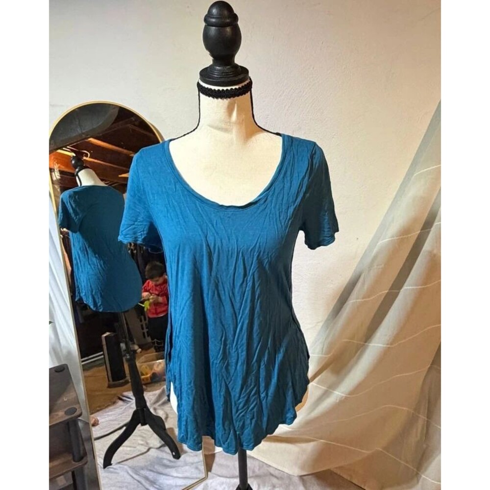 Old Navy Teal Blue Scoop Neck Tee Size XS Short Sleeve Soft Draped T Shirt